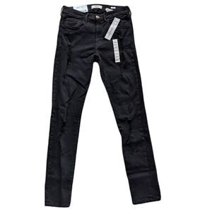 NWT DENIM GOLD black high rise distressed jeans size 28x32